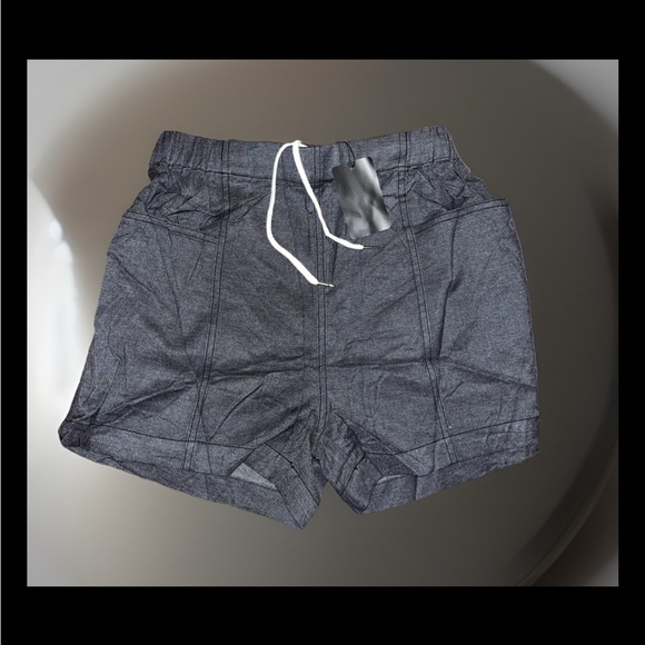 Fuinloth Denim Shorts W/Elastic Waist Drawstring Inner Laces 2 Big Front Pockets - Picture 1 of 3